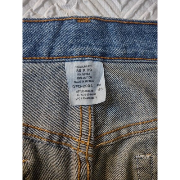 Faded Glory Denim Regular Fit Straight Jeans Men's 36x29 Blue 5-Pocket Excellent - Picture 6 of 9